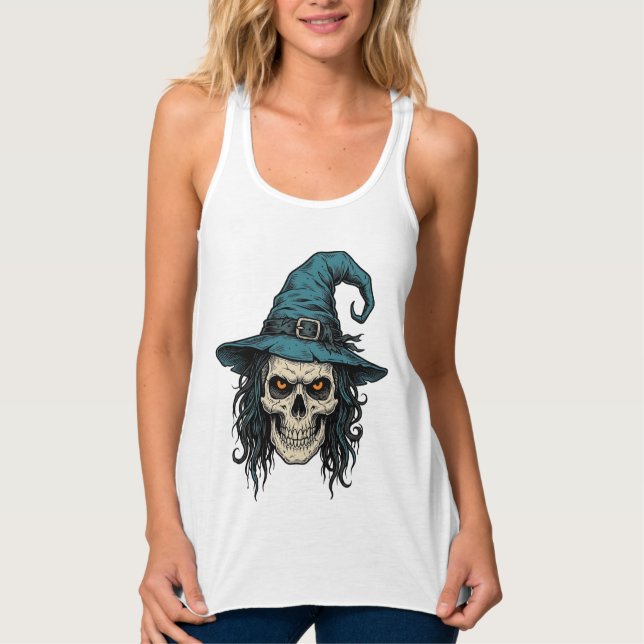 Débardeur Conception de chemise vectorielle Halloween crâne  (Devant)