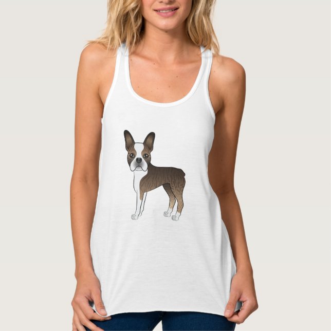 Débardeur Conception de chien de dessin animé Boston Terrier (Devant)