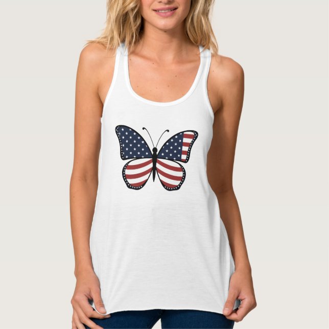Débardeur Conception de papillon de drapeau américain (Devant)