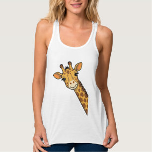 Débardeur Conception de T-shirt de girafe qui regarde gravur