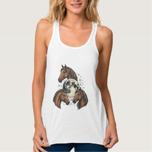 Débardeur Conception de T-Shirt Vectoriel Cheval Lune Gravée