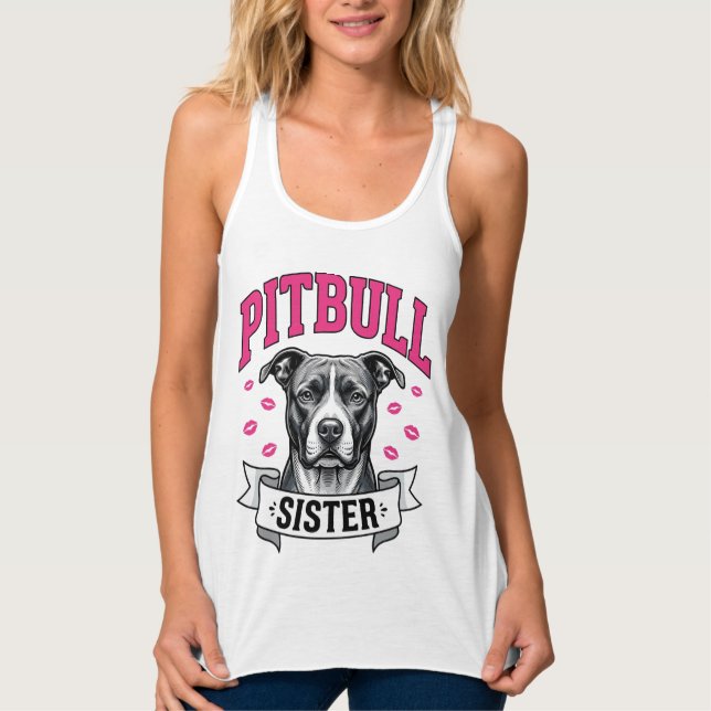 Débardeur Conception vectorielle de sœur Pitbull amateur de  (Devant)