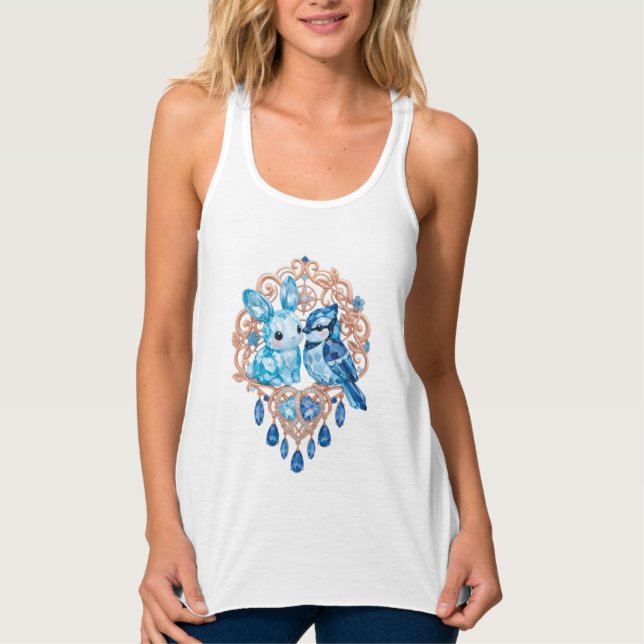 Débardeur Crystal Blue Bunny and Blue Jay Heart (Devant)