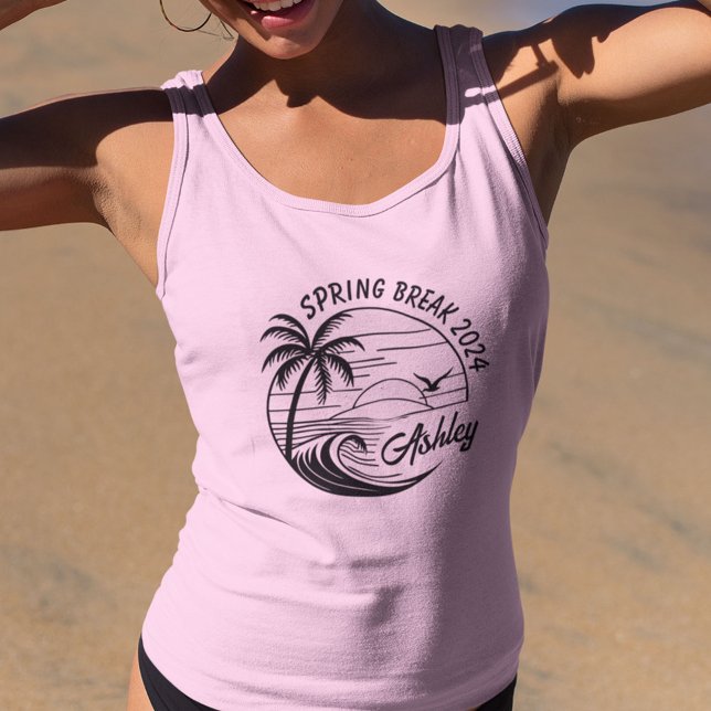 Débardeur Custom Spring Break Girls Trip Cute Beach Fun (Embrace the sun-kissed spirit of spring break with our custom name and location shirts!)