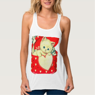 Débardeur Cute Kitten Coeur Vintage Chat Retro Kitty