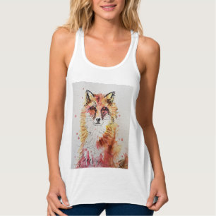 Débardeur Cute Red Fox Animal Aquarelle art Bois
