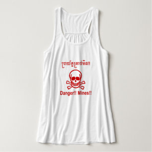 Débardeur Danger!! Mines!! ☠ Panneau Cambodgien Khmer ☠
