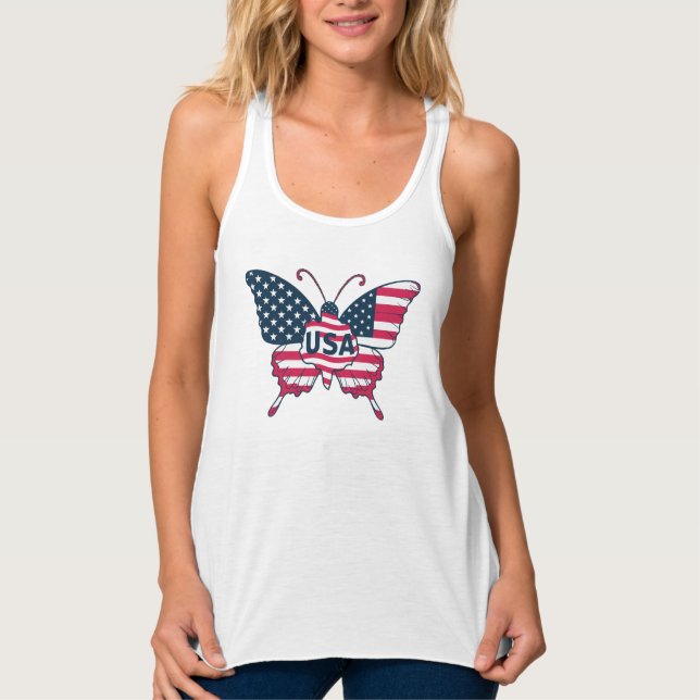 Débardeur Drapeau papillon américain Design-62616 (Devant)