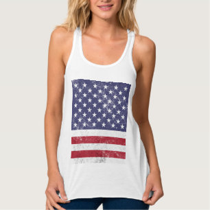 Débardeur Drapeau vintage USA Patriotique Américain Rouge Bl