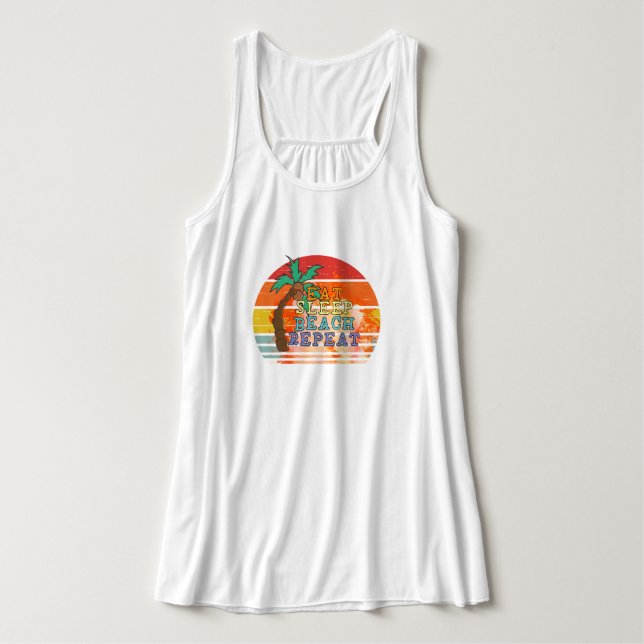 Débardeur Eat Sleep Beach Tank - Custom Summer Vibe Top (Design devant)