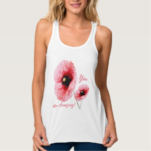 Débardeur élégant rouge floral pour femmes 