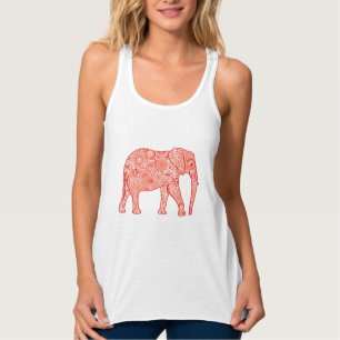 Débardeur Éléphant de remous de fractale - orange et blanc