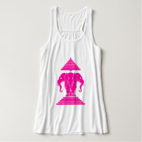 Erawan rose trois éléphant en tête Lao / Laos Drap