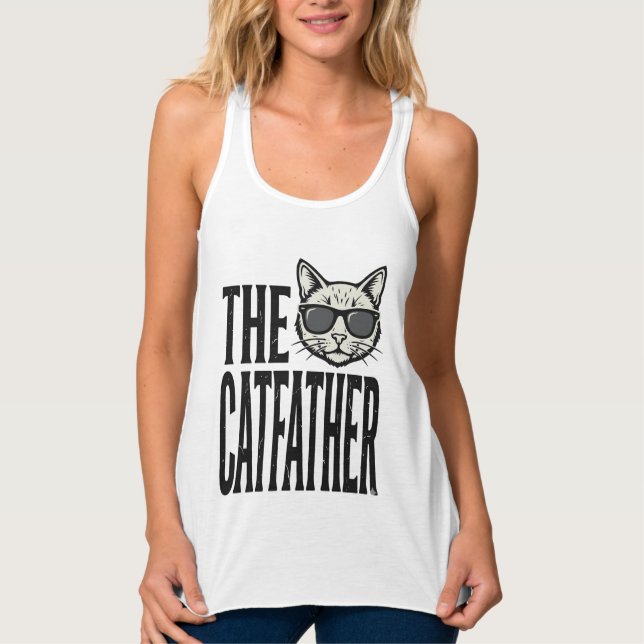 Débardeur Funny Catfather Vintage Cat Quote Graphic Shirt_1 (Devant)