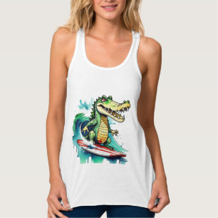 Débardeur Funny crocodile surf T-shirt