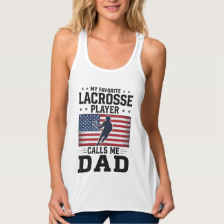 Débardeur Funny Lacrosse Dad American Flag Vintage Shirt Des
