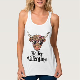 Débardeur Génisse Valentine Highland Cow Design Vintage_1
