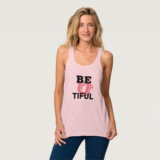 Débardeur Graphisme Blanc BE U TIFUL Womens Girfriend (Devant entier)