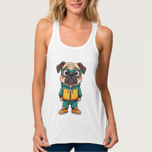 Débardeur Graphisme de mode streetwear de chien Pug de style