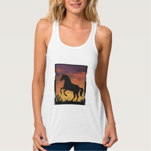 Débardeur Gravure occidentale silhouette de cheval au couche