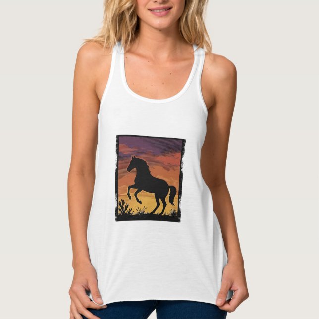 Débardeur Gravure occidentale silhouette de cheval au couche (Devant)