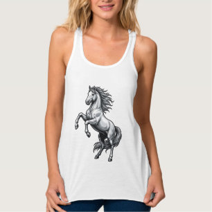 Débardeur Gravure Vintage Cheval Cabré Design Vectoriel_1