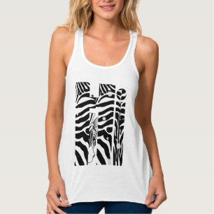 Débardeur "Hi" Zebra Black and White Stripes Abstrait tendan