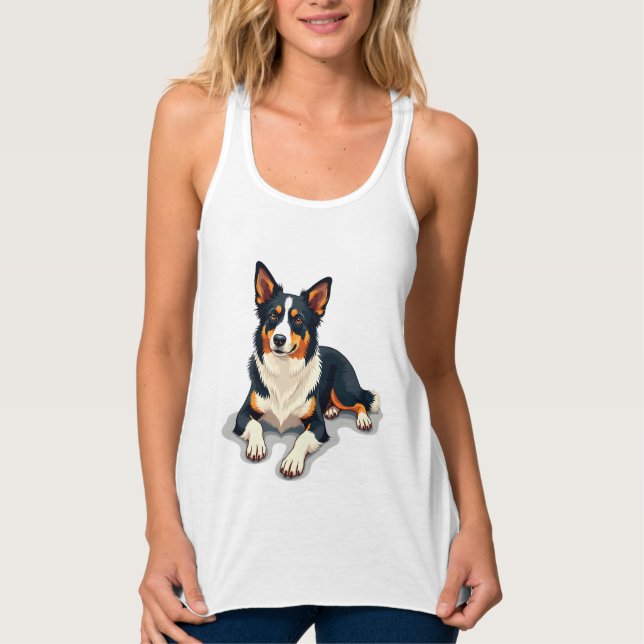 Débardeur Illustration de chien de portrait de Border Collie (Devant)
