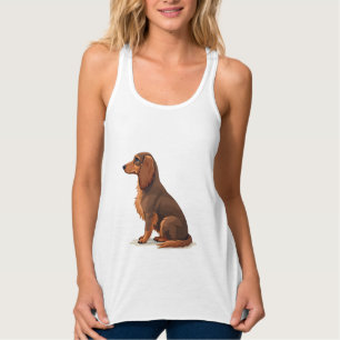 Débardeur Illustration de chien vue arrière teckel à poils l