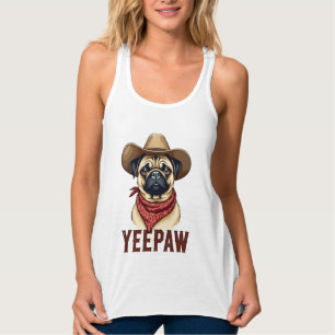 Débardeur Illustration de chien western YeePaw Pug cowboy vi