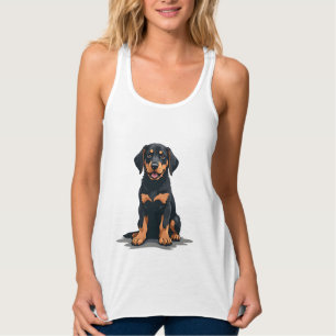 Débardeur Illustration de dos de chien noir et bronzé vintag