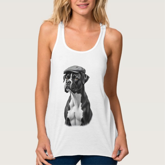 Débardeur Illustration graphique monochrome de Boxer vintage (Devant)