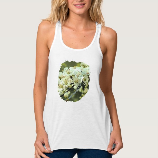 Débardeur Illustration ornementale Printemps Fleur Vert (Devant)