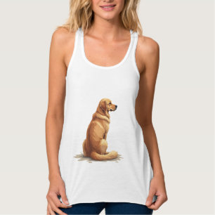 Débardeur Illustration Rétro de Golden Retriever Vue Arrière