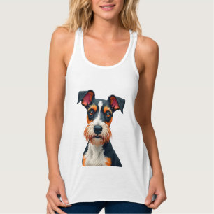 Débardeur Illustration Rétro de Portrait de Chien Coloré Vin