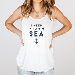 Débardeur J'ai besoin de vitamine marine et blanc nautique
