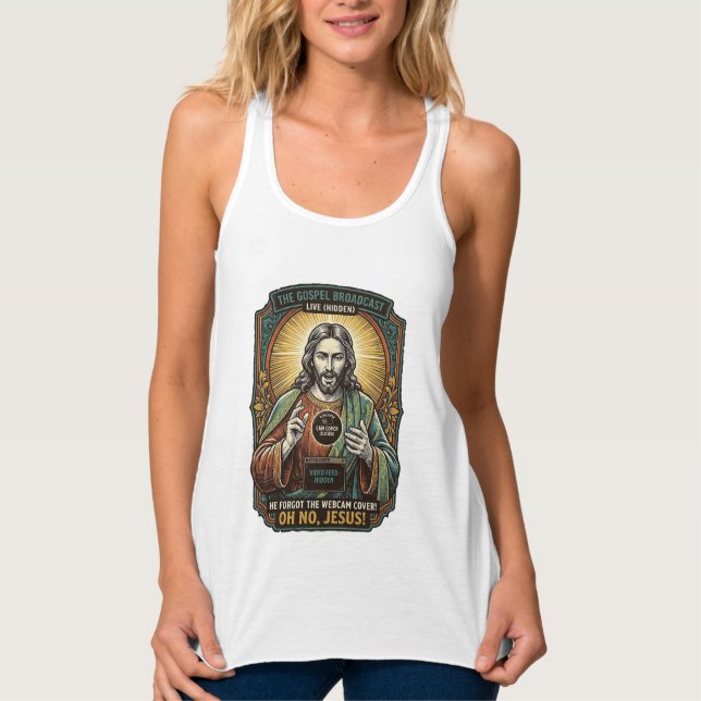Débardeur Jésus Fond noir Webcam oubliée Couverture Virtuell (Devant)