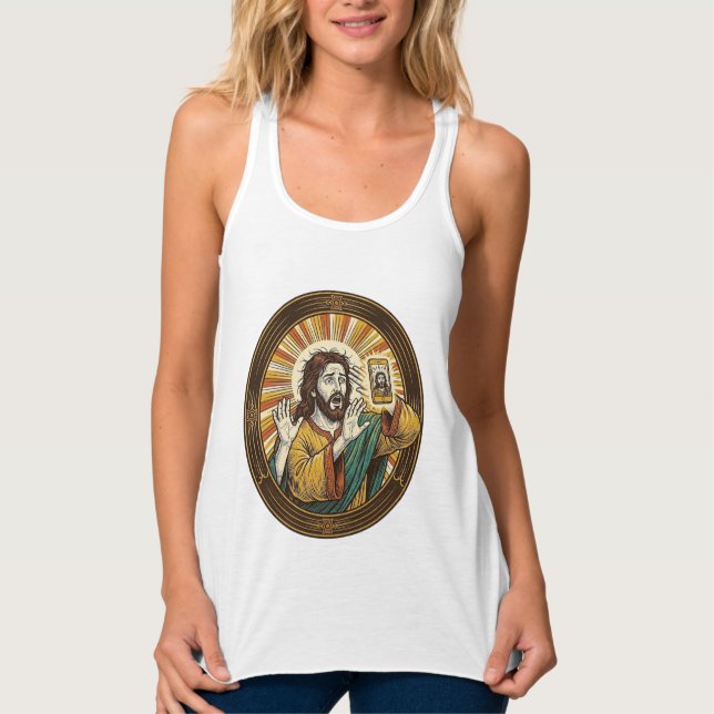 Débardeur Jesus Selfie Accidentel avec la caméra frontale et (Devant)