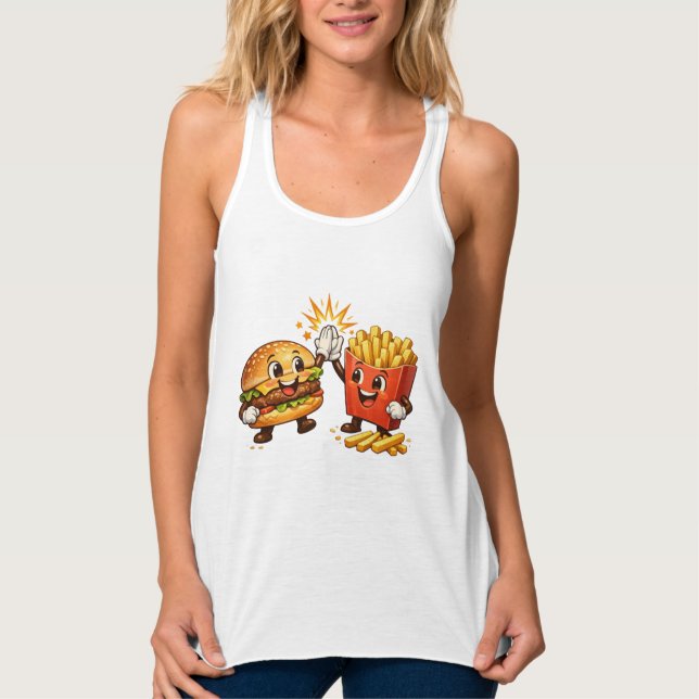 Débardeur Joli Burger et Frites High Five Art Kawaii (Devant)