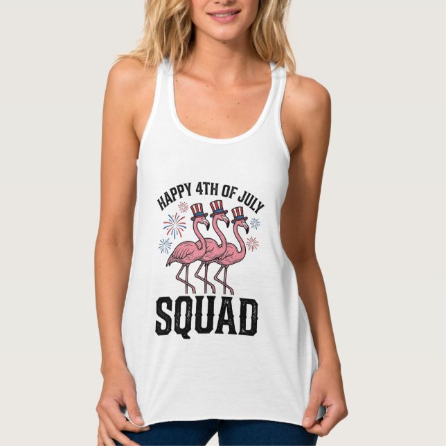Débardeur Joyeux 4 juillet Flamingo Squad Vector Design_1 (Devant)