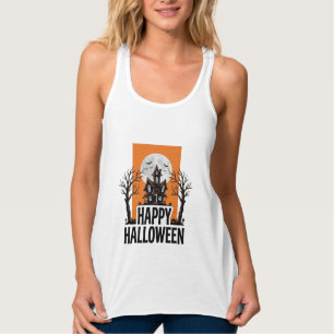 Débardeur Joyeux Halloween Maison Hantée Graphique Vintage_1