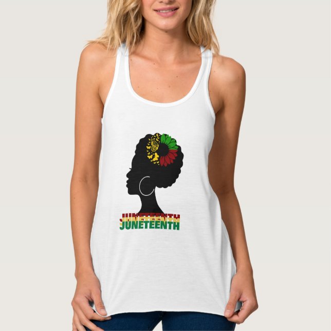 Débardeur junetdix African Sunflower noir liberté Afro (Devant)