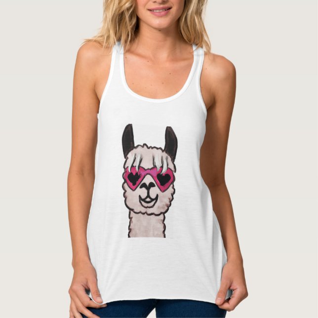 Débardeur Llama cool avec lunettes de coeur (Devant)