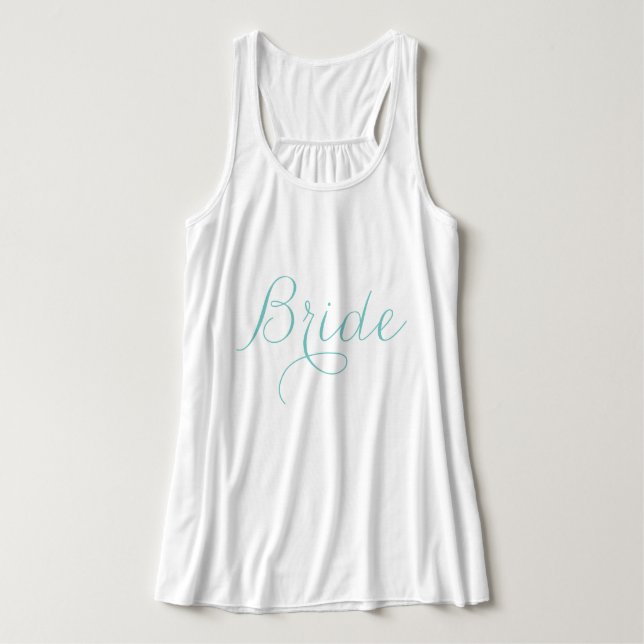 Débardeur Mariée" écriture fantaisie bleu clair (Design devant)