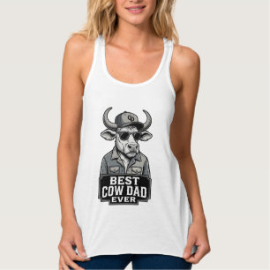 Débardeur Meilleur papa vache jamais design de gravure vinta