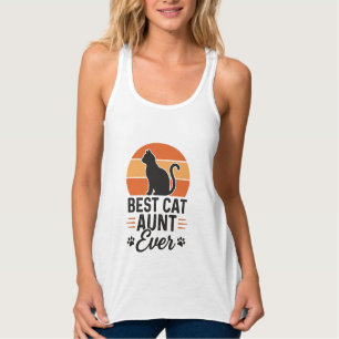 Débardeur Meilleure Tante de Chat Vintage Sunset T-Shirt Des