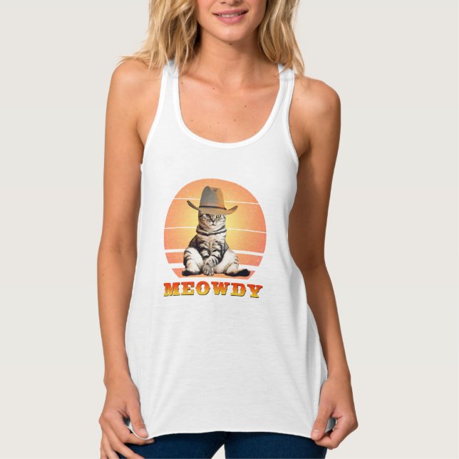 Débardeur Meowny Funny Cowboy Chat (Devant)