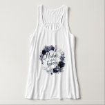 Débardeur Mère de la chambre de germination<br><div class="desc">Aquarelle florale Nocturne Design de fleurs luxuriantes avec tiges peintes à la main, vignes, Feuilles, feuillage. Bleu de marine coloré, bleu Duché, gris foncé presque noir, et des touches de rose mauve. Avec des éléments de ligne à main, des polices Tourbillonnant à brosse Lettrée à la main et une élégante...</div>