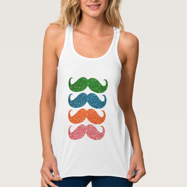 Débardeur Moustache Colorée Pailletée #3 (Devant)