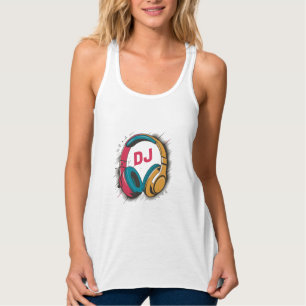 Débardeur Musique DJ couleur casque blanc
